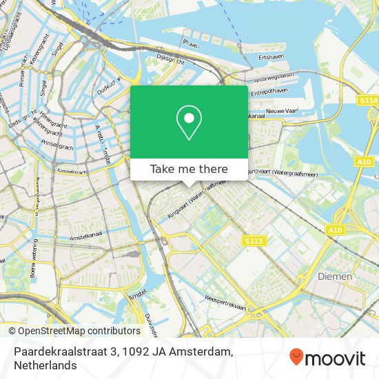 Paardekraalstraat 3, 1092 JA Amsterdam map