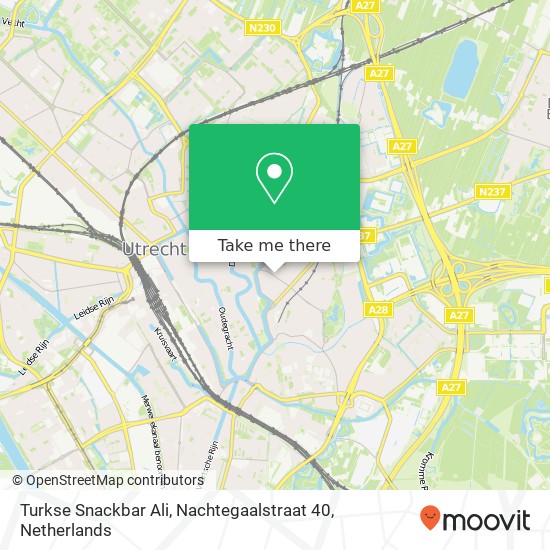 Turkse Snackbar Ali, Nachtegaalstraat 40 map