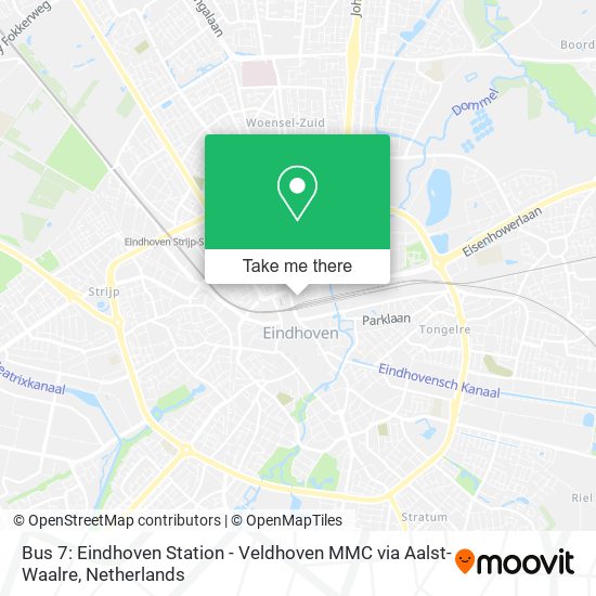 Bus 7: Eindhoven Station - Veldhoven MMC via Aalst-Waalre Karte