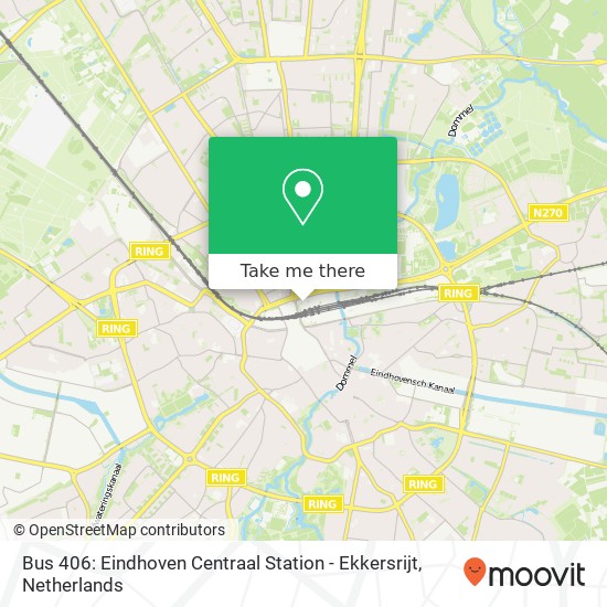 Bus 406: Eindhoven Centraal Station - Ekkersrijt map