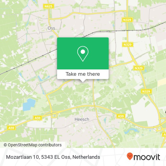 Mozartlaan 10, 5343 EL Oss map