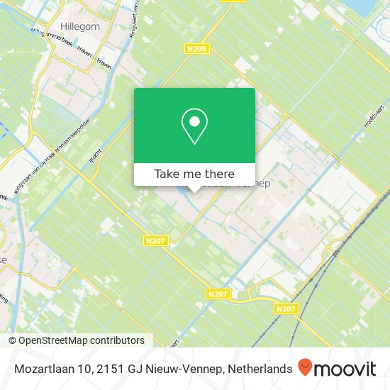Mozartlaan 10, 2151 GJ Nieuw-Vennep Karte