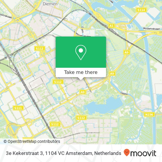 3e Kekerstraat 3, 1104 VC Amsterdam map