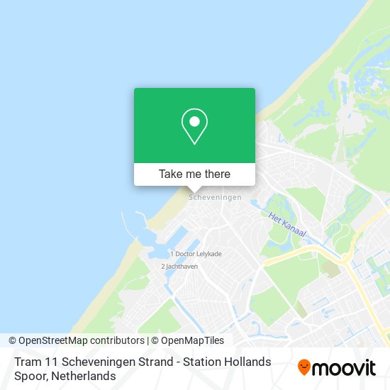 Tram 11 Scheveningen Strand - Station Hollands Spoor map
