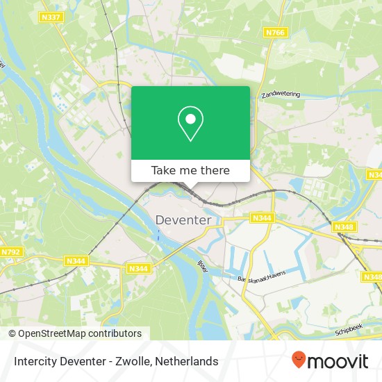 Intercity Deventer - Zwolle map