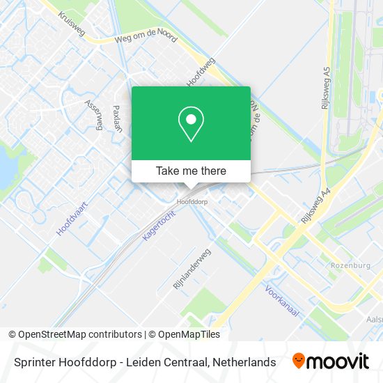 Sprinter Hoofddorp - Leiden Centraal map