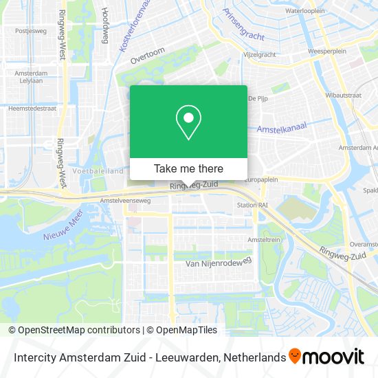 Intercity Amsterdam Zuid - Leeuwarden map
