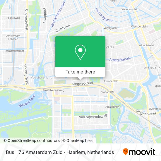 Bus 176 Amsterdam Zuid - Haarlem Karte