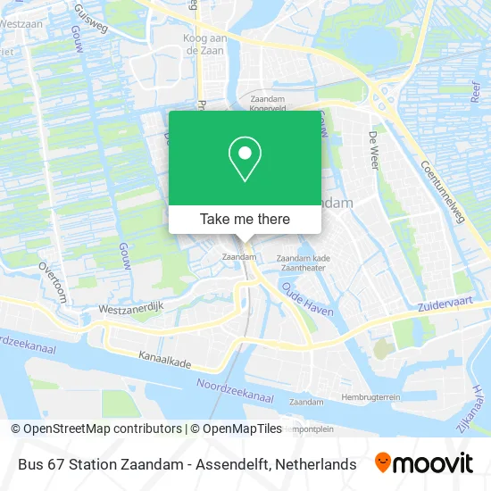 Bus 67 Station Zaandam - Assendelft map