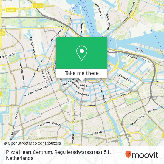 Pizza Heart Centrum, Reguliersdwarsstraat 51 map