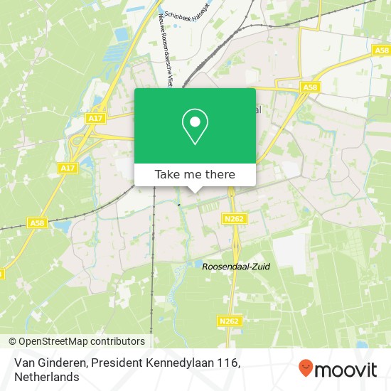 Van Ginderen, President Kennedylaan 116 map