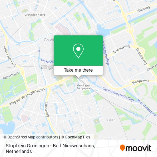 Stoptrein Groningen - Bad Nieuweschans map
