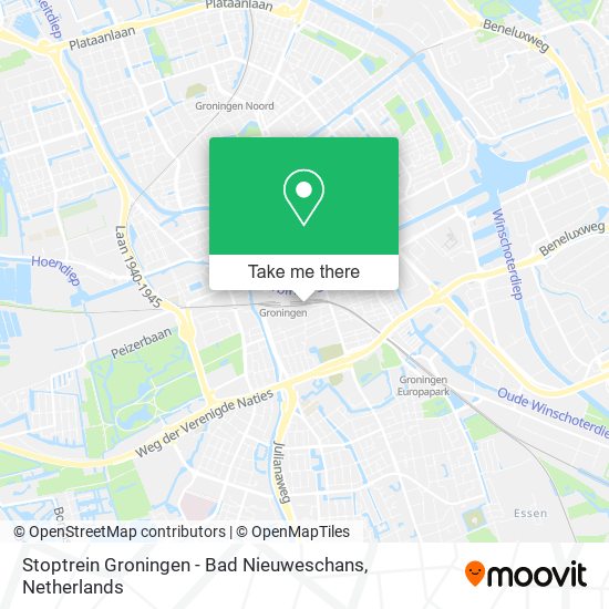 Stoptrein Groningen - Bad Nieuweschans map