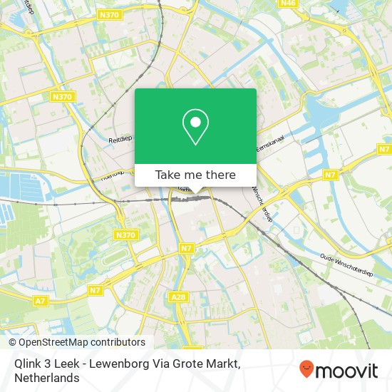 Qlink 3 Leek - Lewenborg Via Grote Markt map