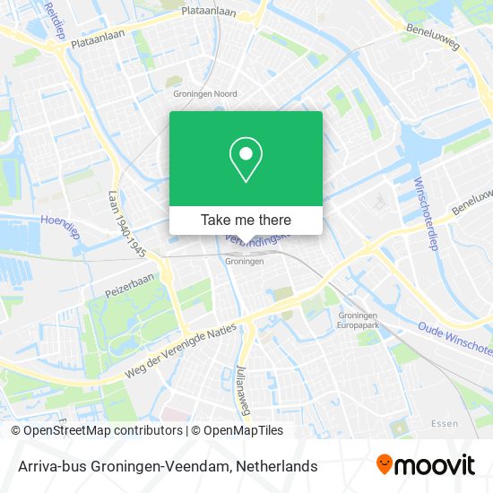 Arriva-bus Groningen-Veendam Karte