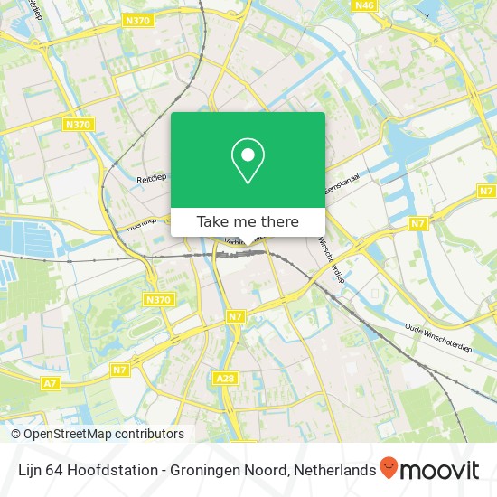 Lijn 64 Hoofdstation - Groningen Noord map