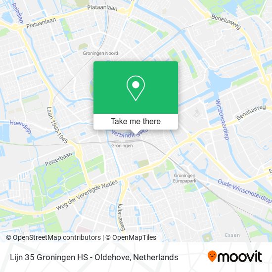 Lijn 35 Groningen HS - Oldehove map