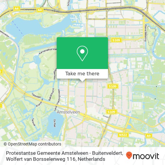 Protestantse Gemeente Amstelveen - Buitenveldert, Wolfert van Borsselenweg 116 map