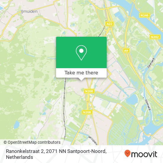 Ranonkelstraat 2, 2071 NN Santpoort-Noord Karte