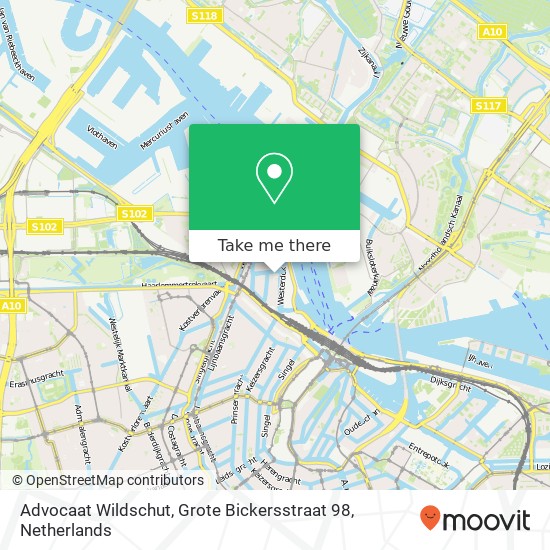 Advocaat Wildschut, Grote Bickersstraat 98 map