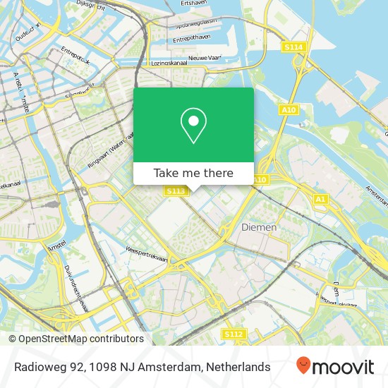 Radioweg 92, 1098 NJ Amsterdam map