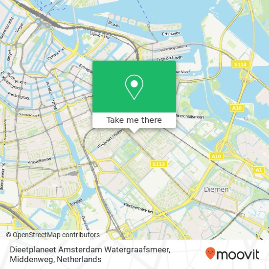 Dieetplaneet Amsterdam Watergraafsmeer, Middenweg map