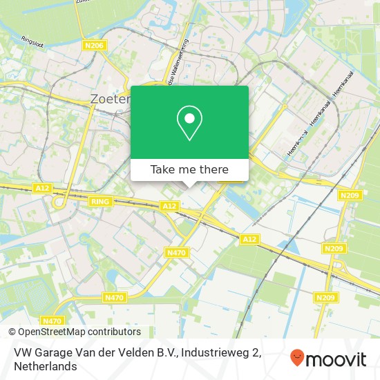 VW Garage Van der Velden B.V., Industrieweg 2 map