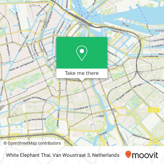 White Elephant Thai, Van Woustraat 3 map