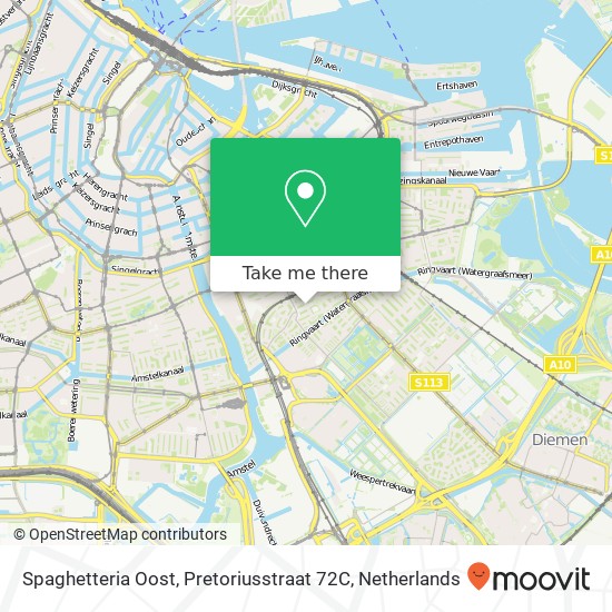 Spaghetteria Oost, Pretoriusstraat 72C map