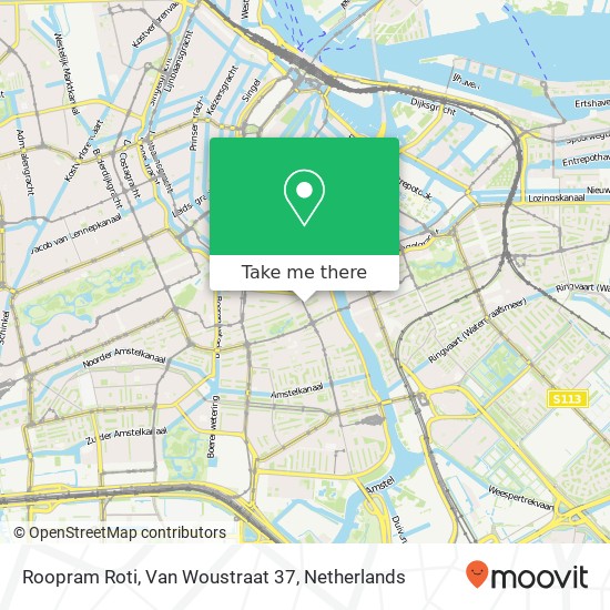 Roopram Roti, Van Woustraat 37 map