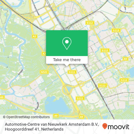 Automotive-Centre van Nieuwkerk Amsterdam B.V., Hoogoorddreef 41 Karte