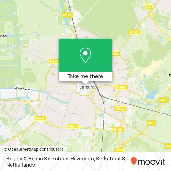 Bagels & Beans Kerkstraat Hilversum, Kerkstraat 3 map