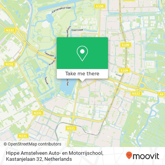 Hippe Amstelveen Auto- en Motorrijschool, Kastanjelaan 32 map