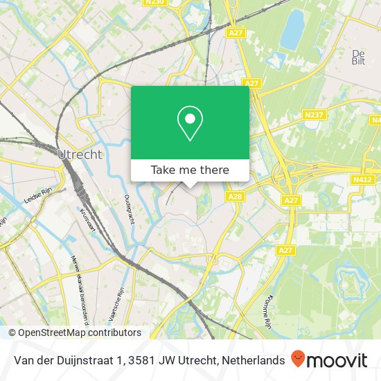 Van der Duijnstraat 1, 3581 JW Utrecht map