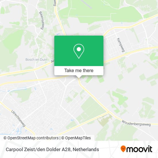 Carpool Zeist/den Dolder A28 map