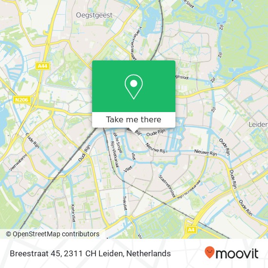 Breestraat 45, 2311 CH Leiden map