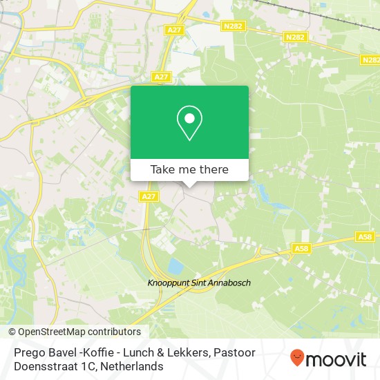 Prego Bavel -Koffie - Lunch & Lekkers, Pastoor Doensstraat 1C map