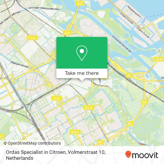 Ordas Specialist in Citroen, Volmerstraat 10 map