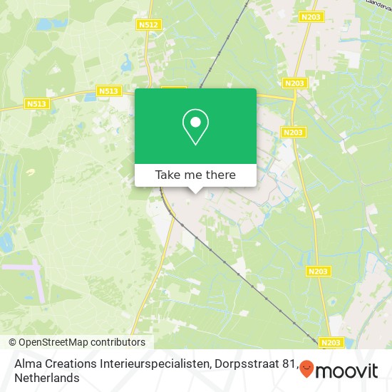 Alma Creations Interieurspecialisten, Dorpsstraat 81 map