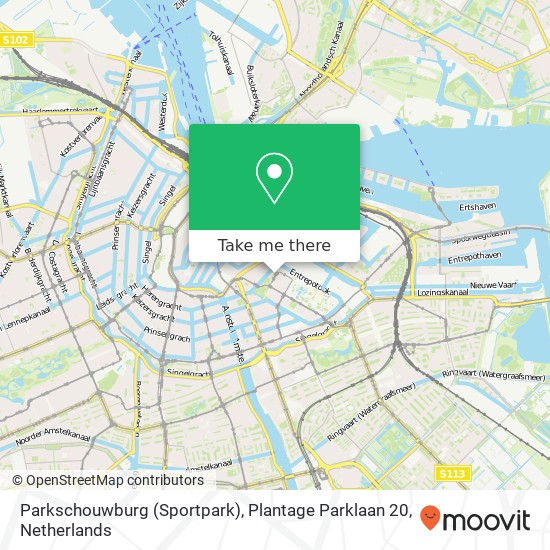 Parkschouwburg (Sportpark), Plantage Parklaan 20 map