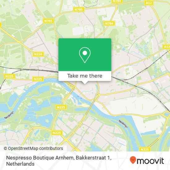 Nespresso Boutique Arnhem, Bakkerstraat 1 map