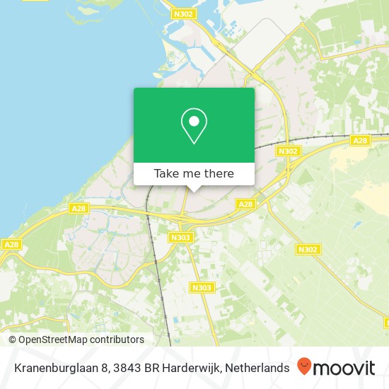 Kranenburglaan 8, 3843 BR Harderwijk Karte