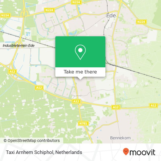 Taxi Arnhem Schiphol map