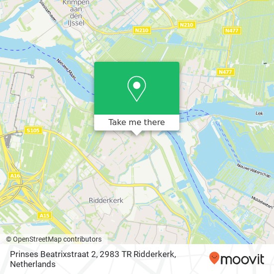 Prinses Beatrixstraat 2, 2983 TR Ridderkerk map