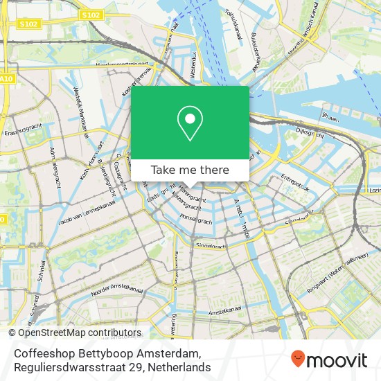 Coffeeshop Bettyboop Amsterdam, Reguliersdwarsstraat 29 map