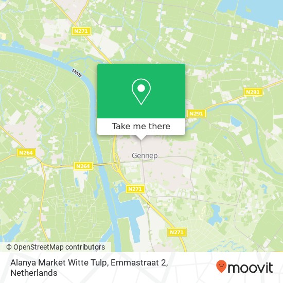 Alanya Market Witte Tulp, Emmastraat 2 map