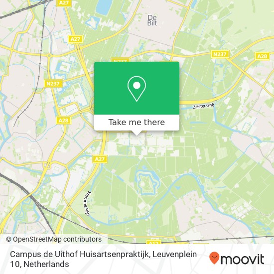 Campus de Uithof Huisartsenpraktijk, Leuvenplein 10 map