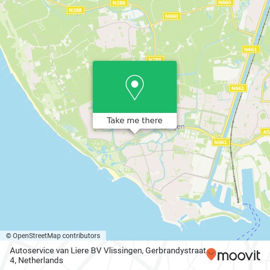 Autoservice van Liere BV Vlissingen, Gerbrandystraat 4 map