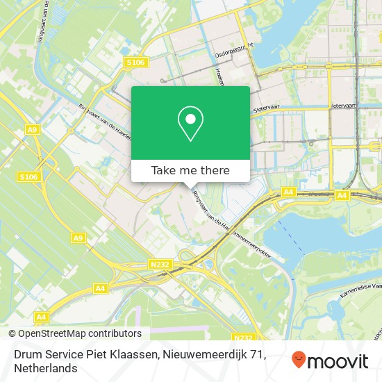 Drum Service Piet Klaassen, Nieuwemeerdijk 71 map