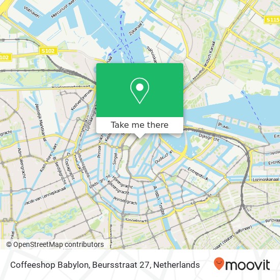 Coffeeshop Babylon, Beursstraat 27 map